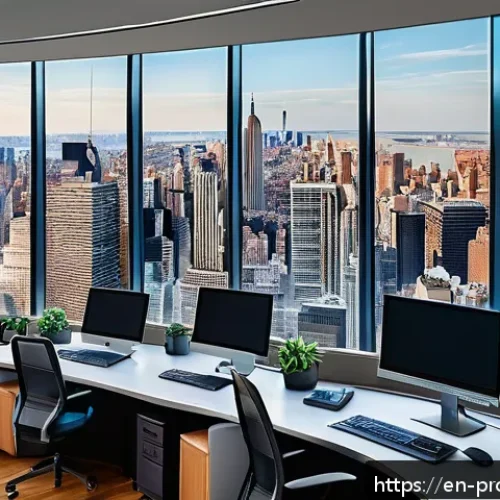 Home 31 부동산 가치 평가의 국제 사례 연구 - A bustling urban real estate office in New York City, featuring a diverse team of professional appra...