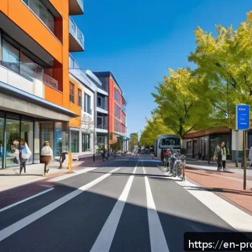 Home 30 부동산 가치 평가를 위한 KPI 설정 - A modern urban neighborhood scene showcasing a mix of mid-rise residential buildings and commercial ...